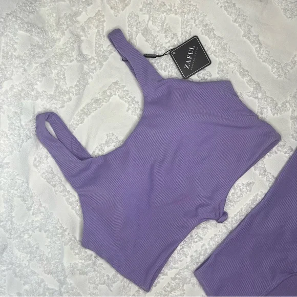 ZAFUL Women's High Waisted Tankini Scoop Neck Knotted Two Pieces Tankini XL - Picture 4 of 8